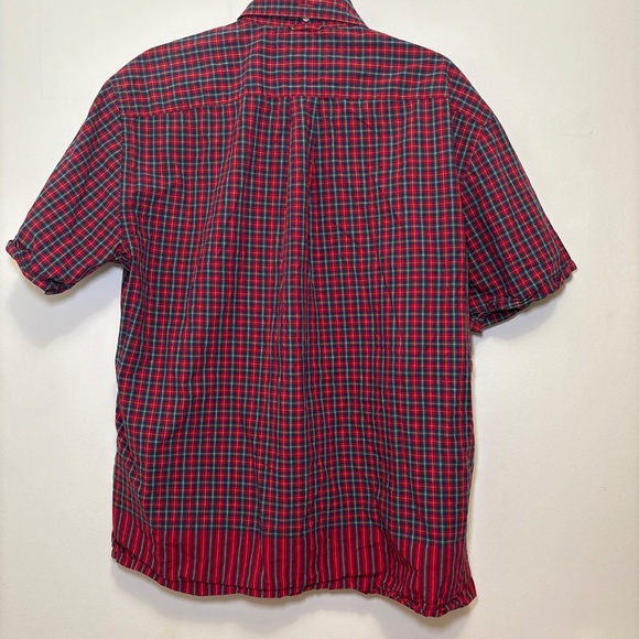 Vintage Tommy Hilfiger Men's Short Sleeve Red Checkered Button Down Shirt Size L - Picture 5 of 5